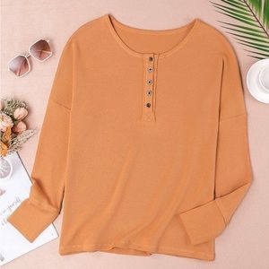 Waffle knit long sleeve shirt